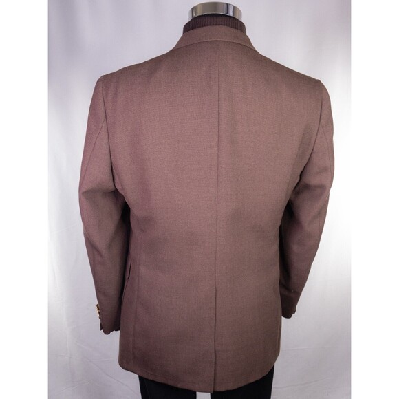 Stafford Two Gold Tone Button Blazer Jacket Brown 41R Sport Coat Solid Wool - Picture 8 of 14